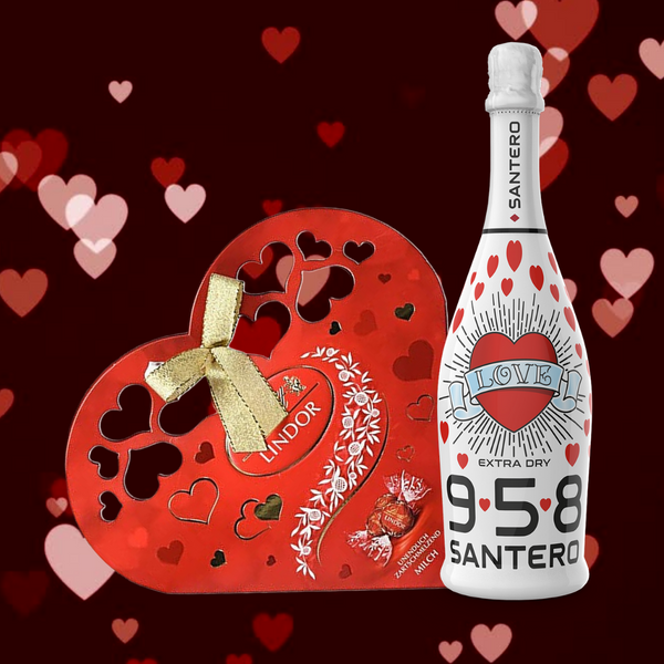 Valentijns cadeau pakket 3 - Lindt Chocolade hart 200g - Santero Love  - Valentijn - kado pakket
