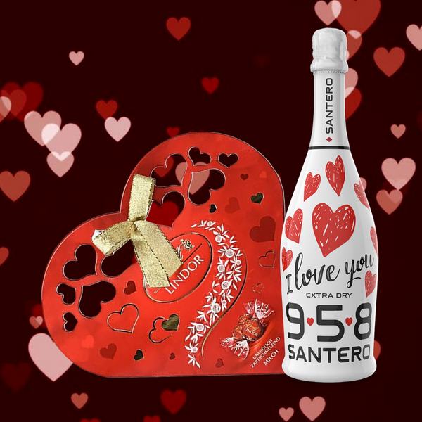 Valentijns cadeau pakket 4 - Lindt Chocolade hart 200g - Santero Love  - Valentijn - kado pakket