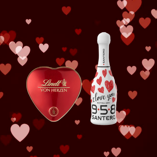 Valentijns cadeau pakket 7 - Lindt pralines hartvormig blikje - Santero Love  - Valentijn - kado pakket
