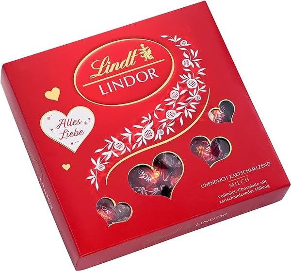Lindt Lindor melkchocolade-vierkante doos met hartjes-Valentijn